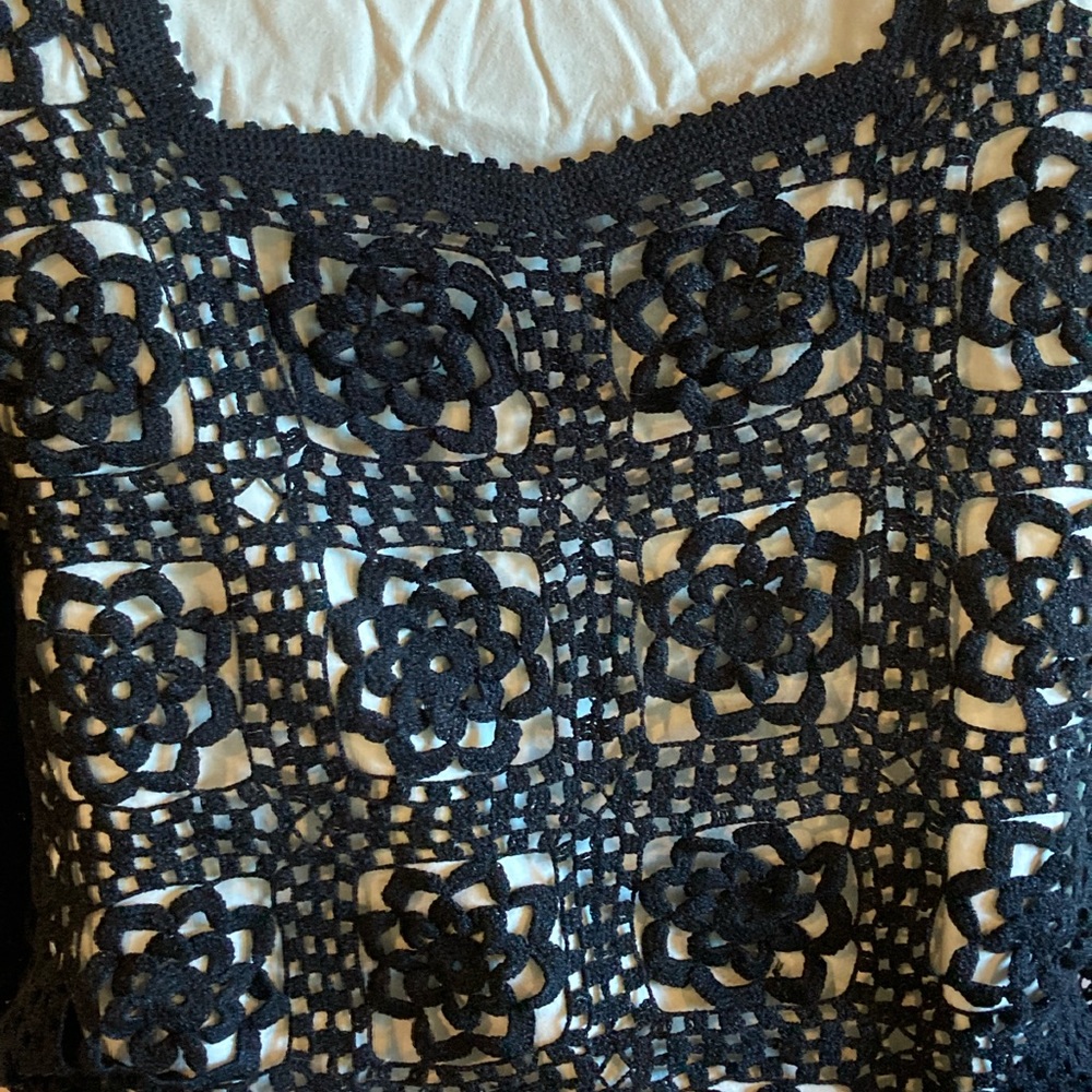 Hand crochet black top boho gypsy look